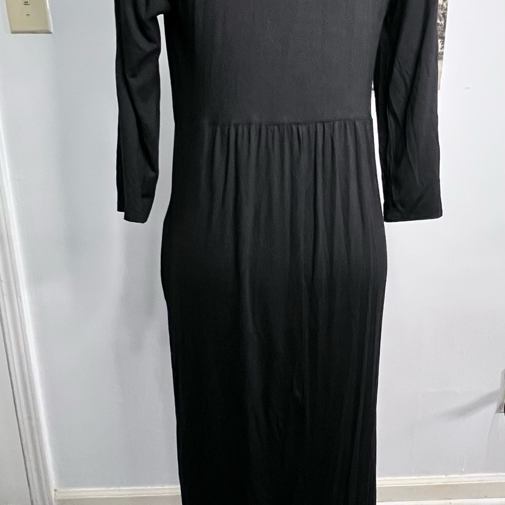 Chic Long Sleeve Black Maxi Dress - Picture 6 of 9